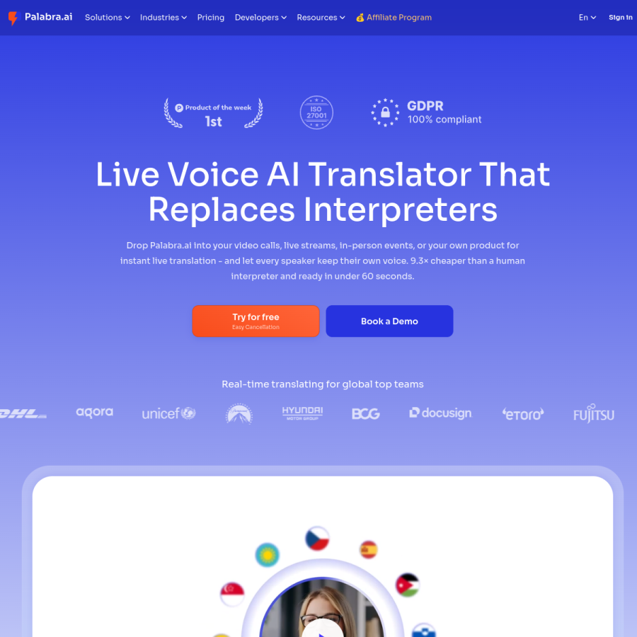 palabra.ai homepage screenshot
