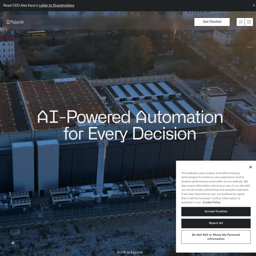 palantir.com homepage screenshot