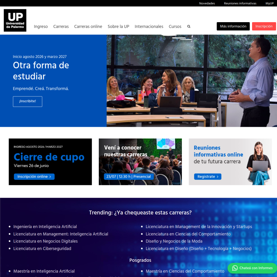 palermo.edu homepage screenshot