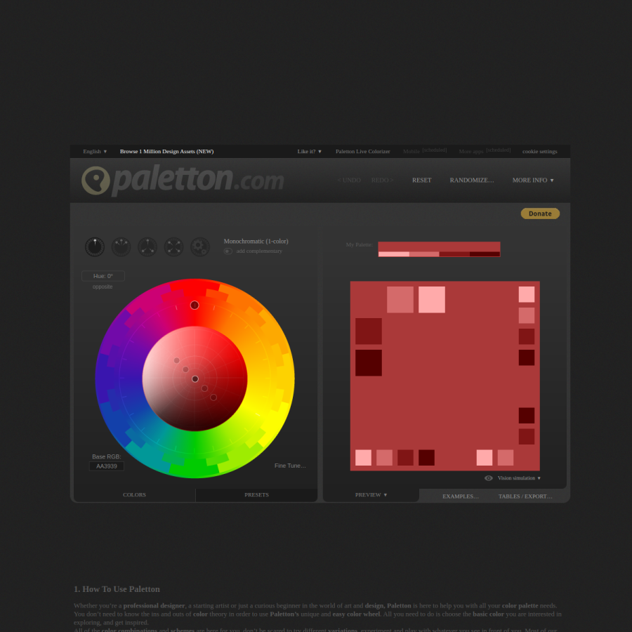 paletton.com homepage screenshot