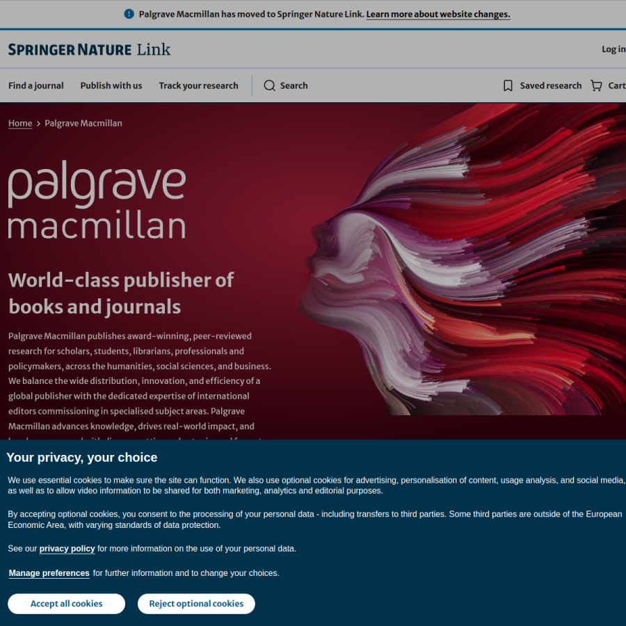 palgrave.com homepage screenshot