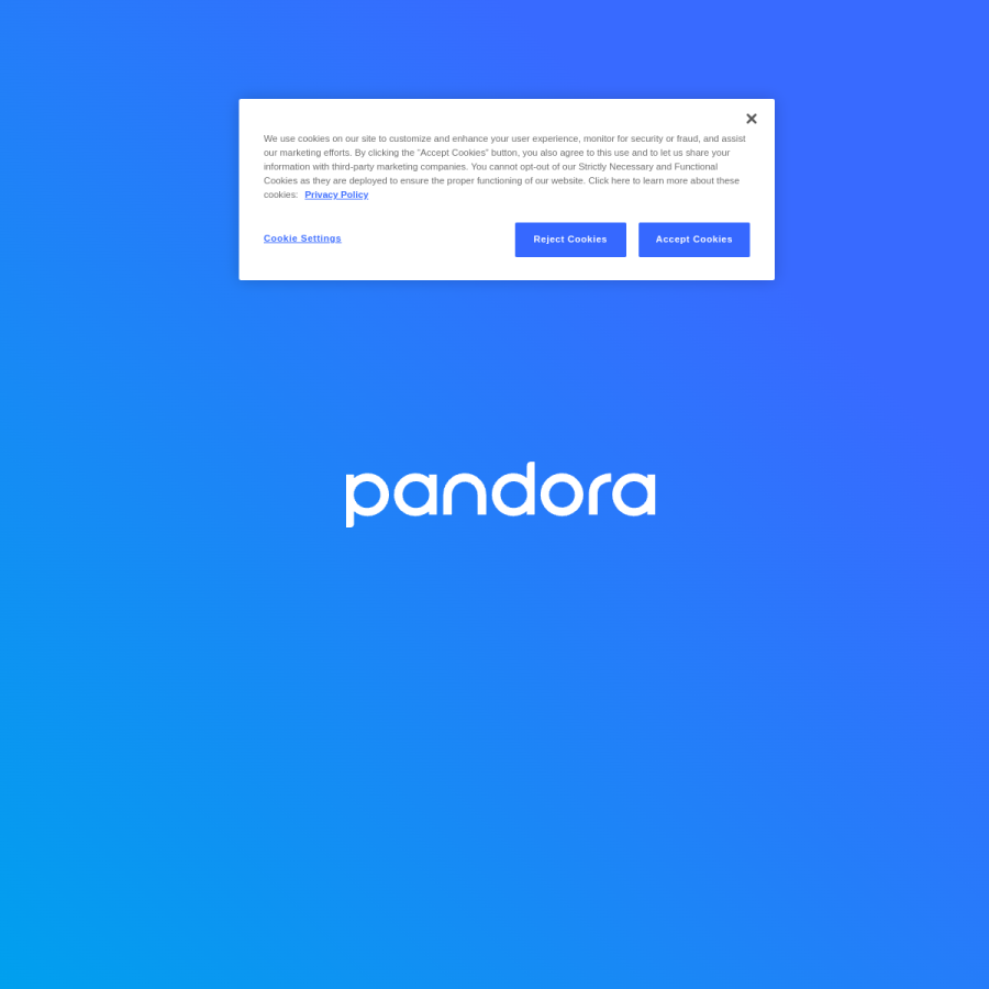 pandora.com homepage screenshot