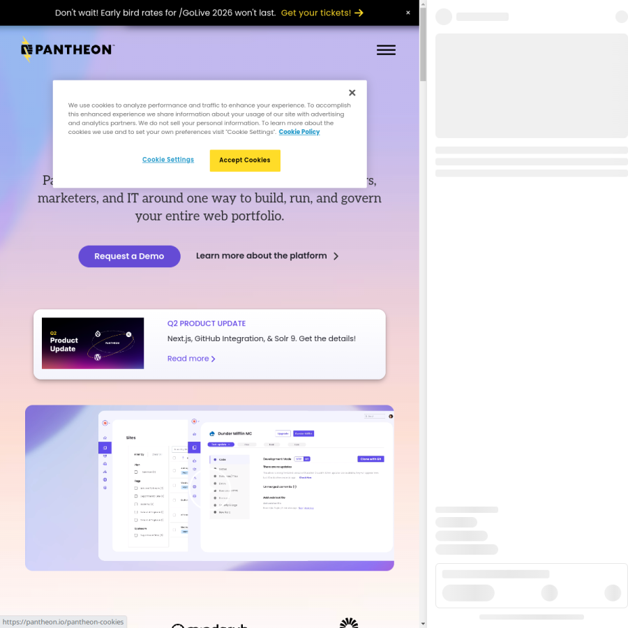 pantheon.io homepage screenshot