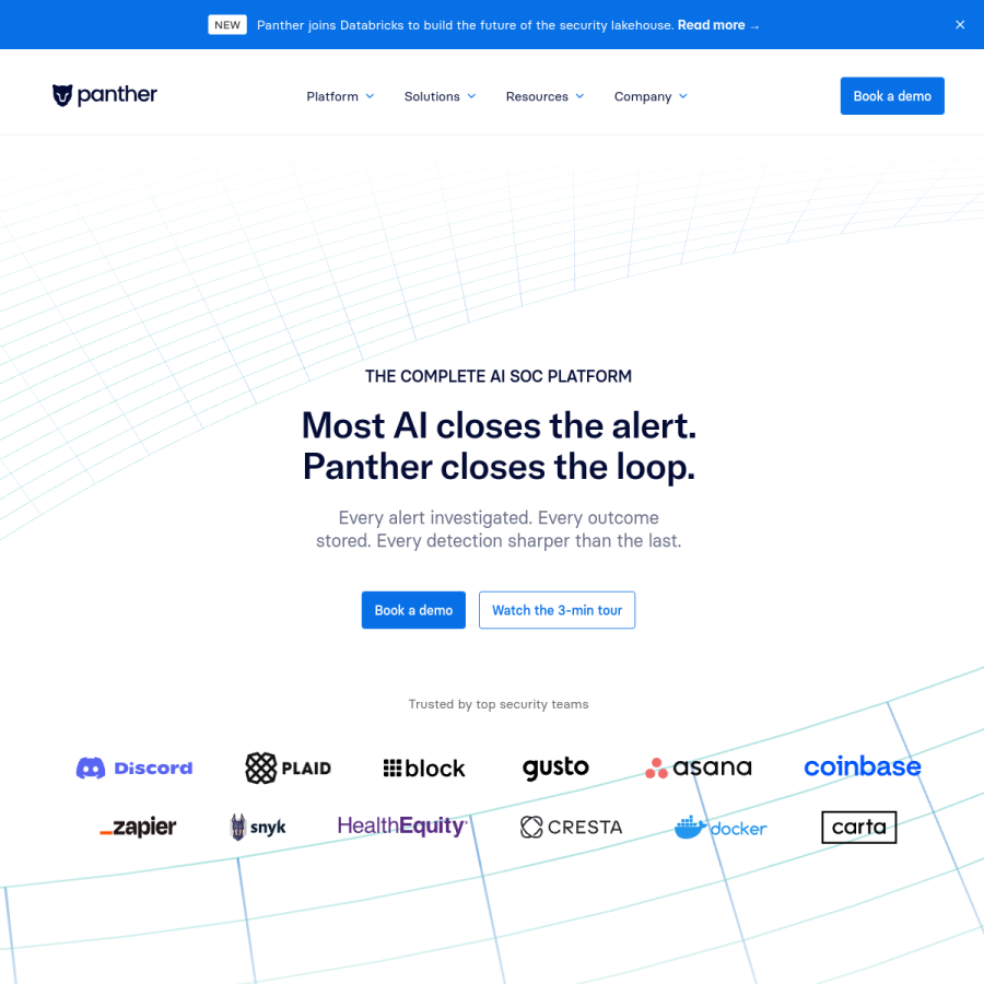 panther.com homepage screenshot