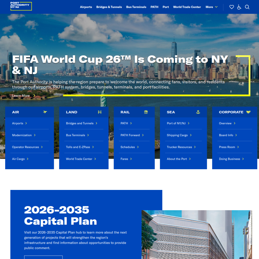 panynj.gov homepage screenshot