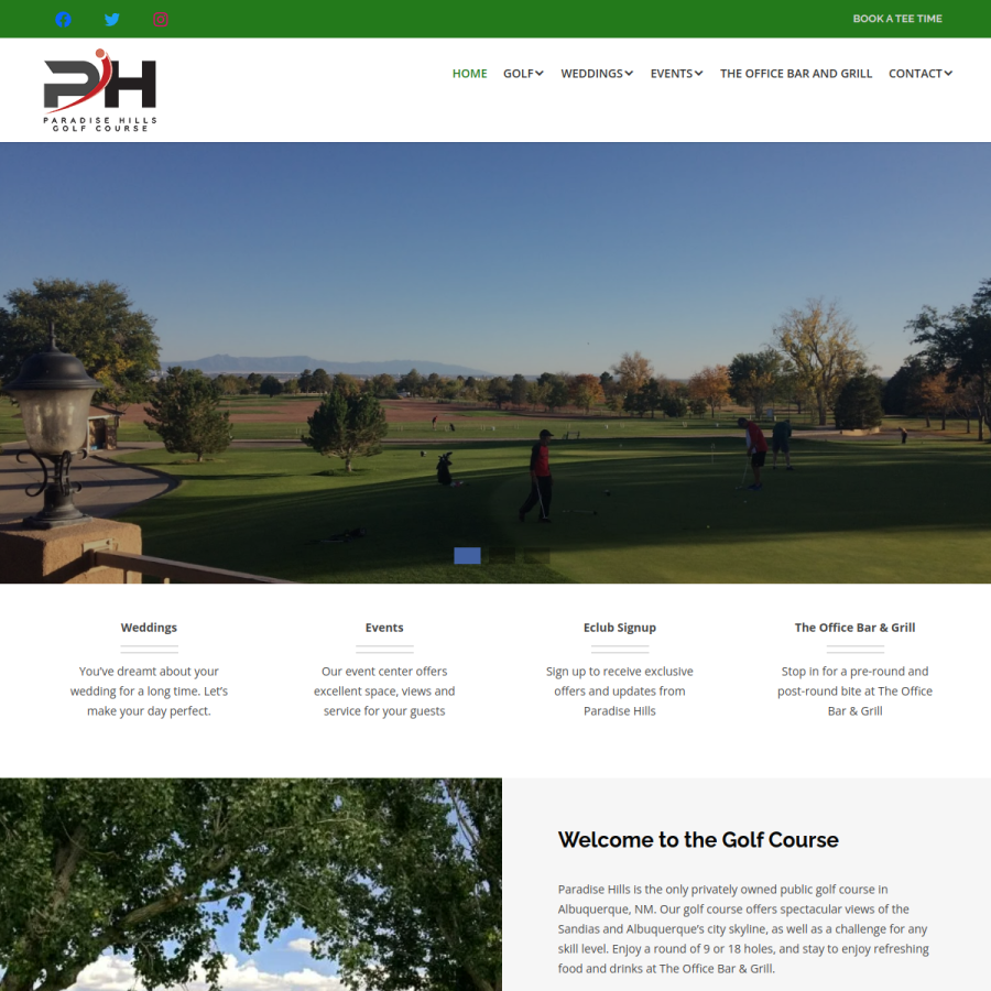 paradisehills.golf homepage screenshot
