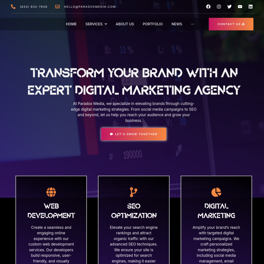 paradoxmedia.com homepage screenshot