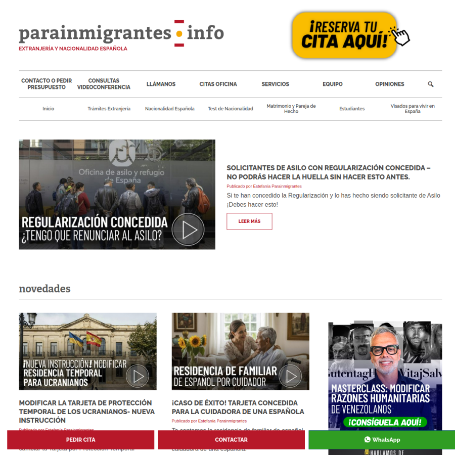 parainmigrantes.info homepage screenshot