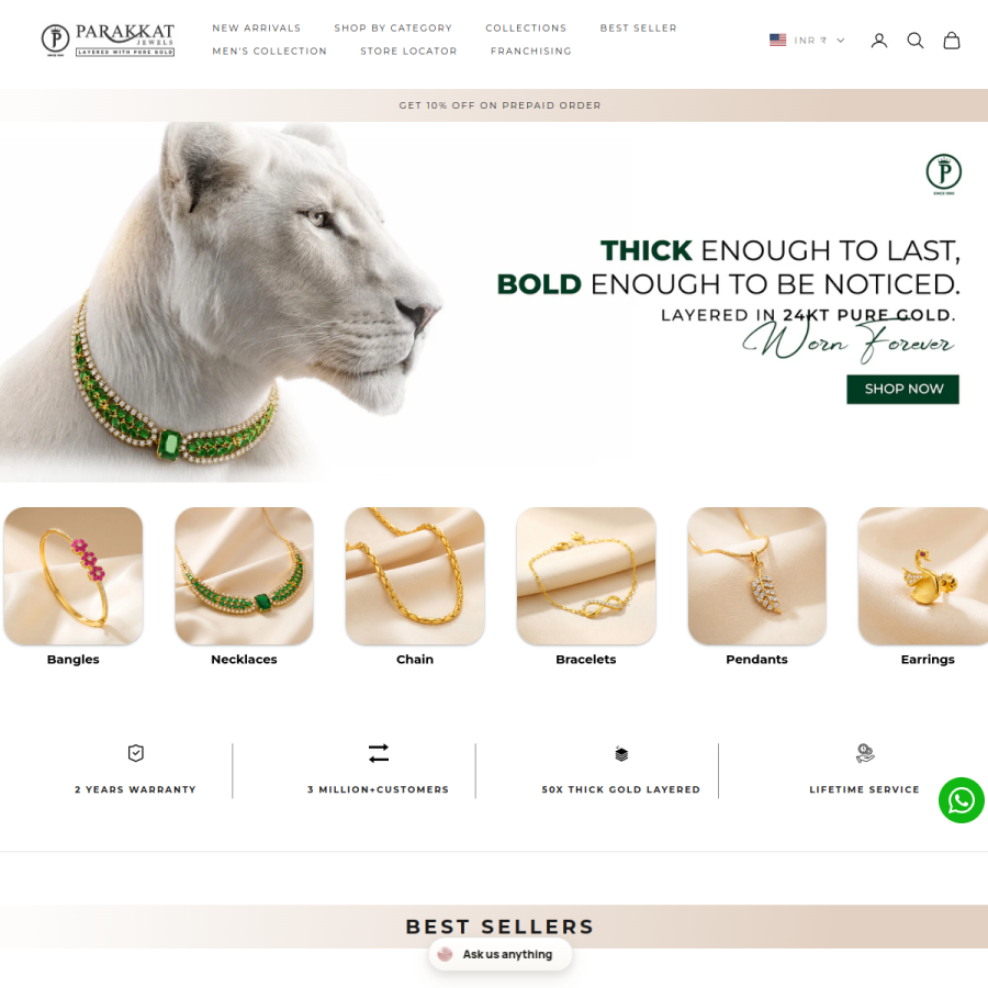 parakkatjewels.com homepage screenshot