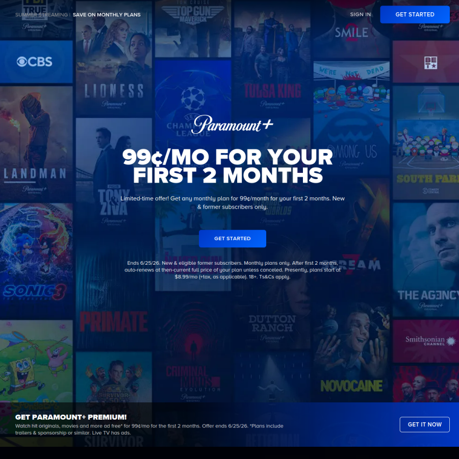 paramountplus.com homepage screenshot