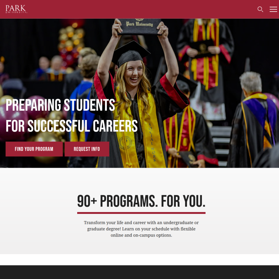 park.edu homepage screenshot
