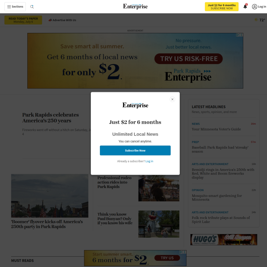parkrapidsenterprise.com homepage screenshot
