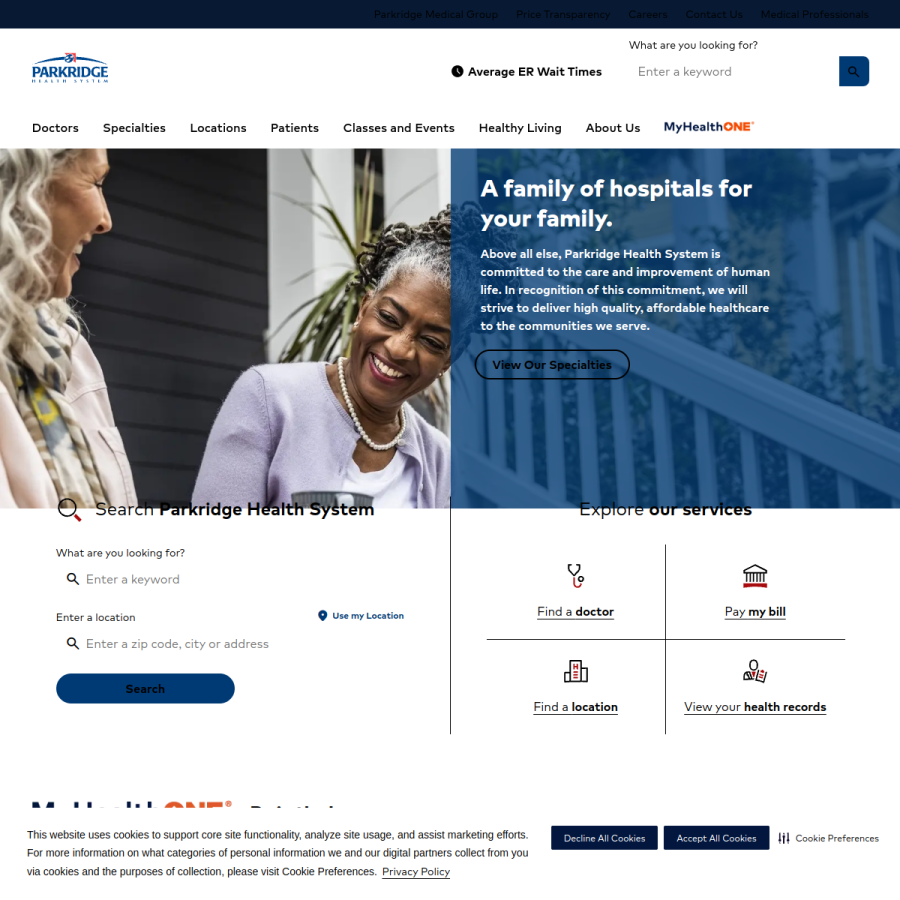 parkridgehealth.com homepage screenshot