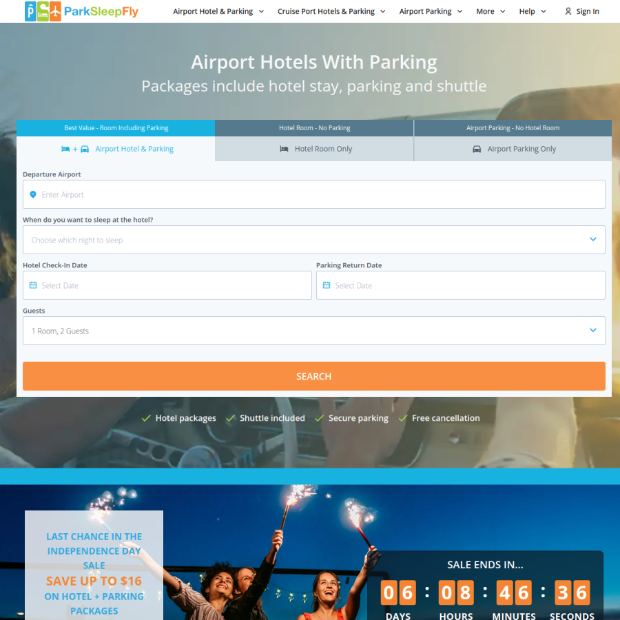 parksleepfly.com homepage screenshot
