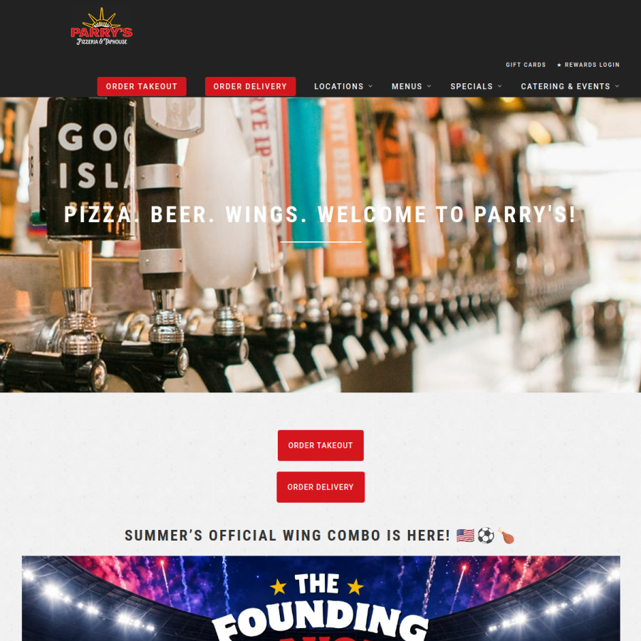 parryspizza.com homepage screenshot