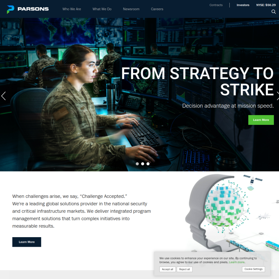 parsons.com homepage screenshot