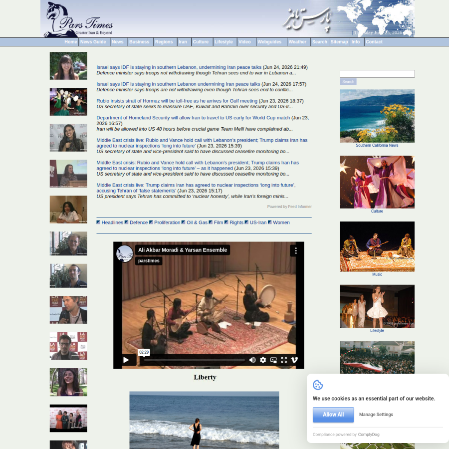 parstimes.com homepage screenshot