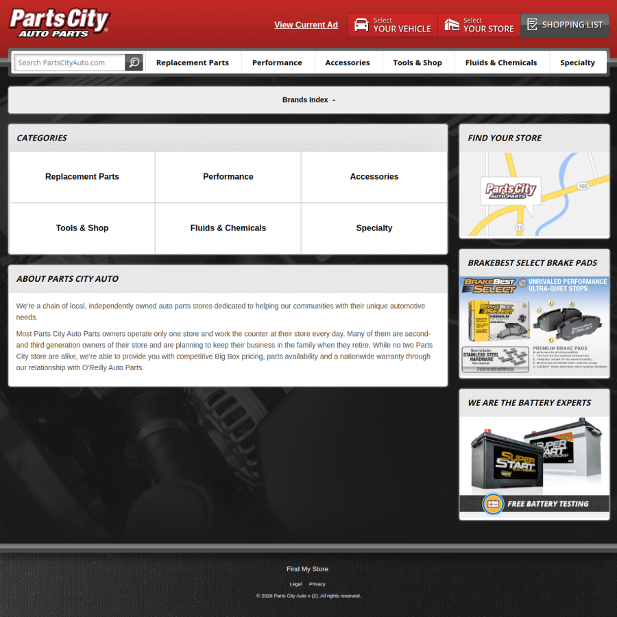 partscityauto.com homepage screenshot