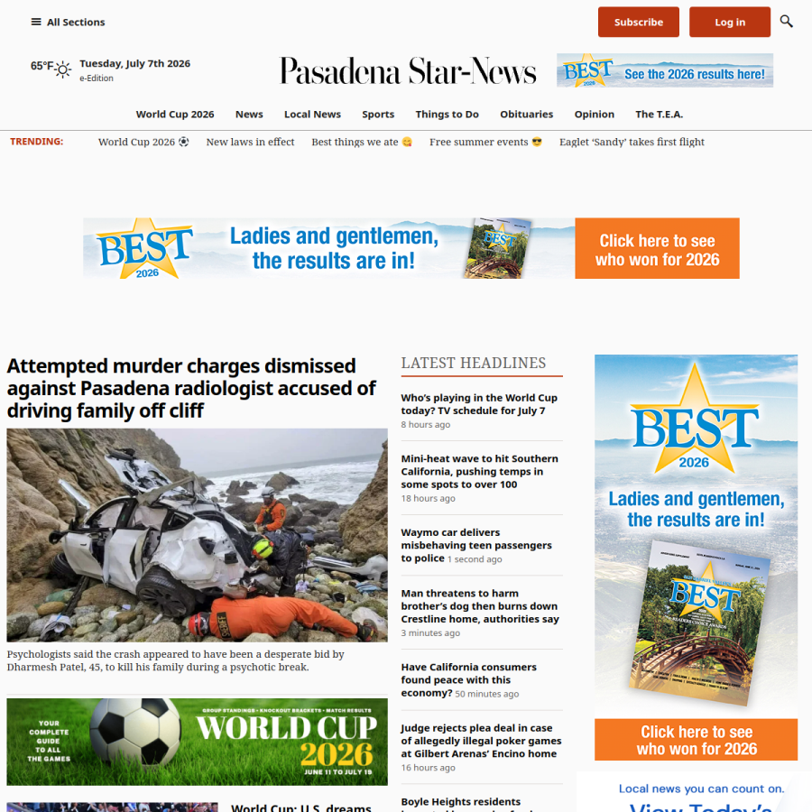 pasadenastarnews.com homepage screenshot