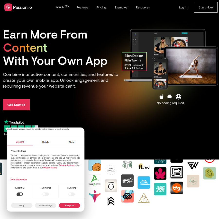 passion.io homepage screenshot