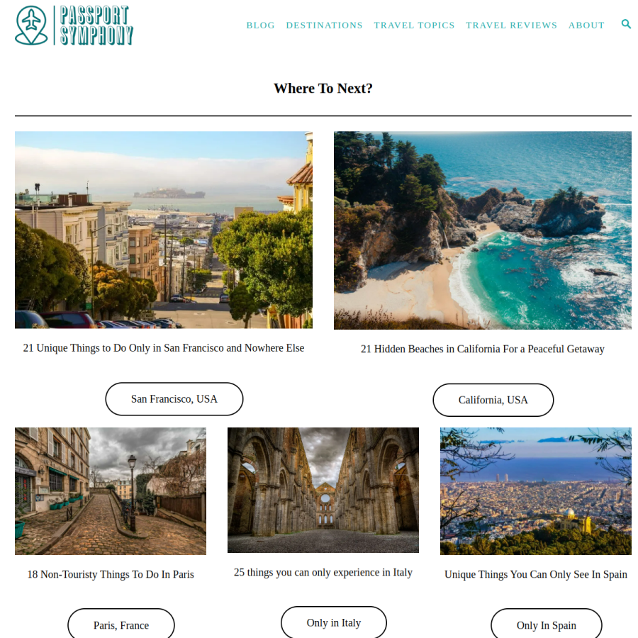 passportsymphony.com homepage screenshot