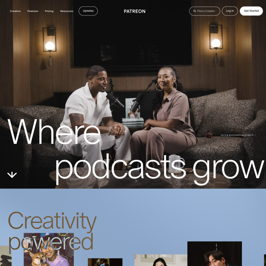 patreon.com homepage screenshot