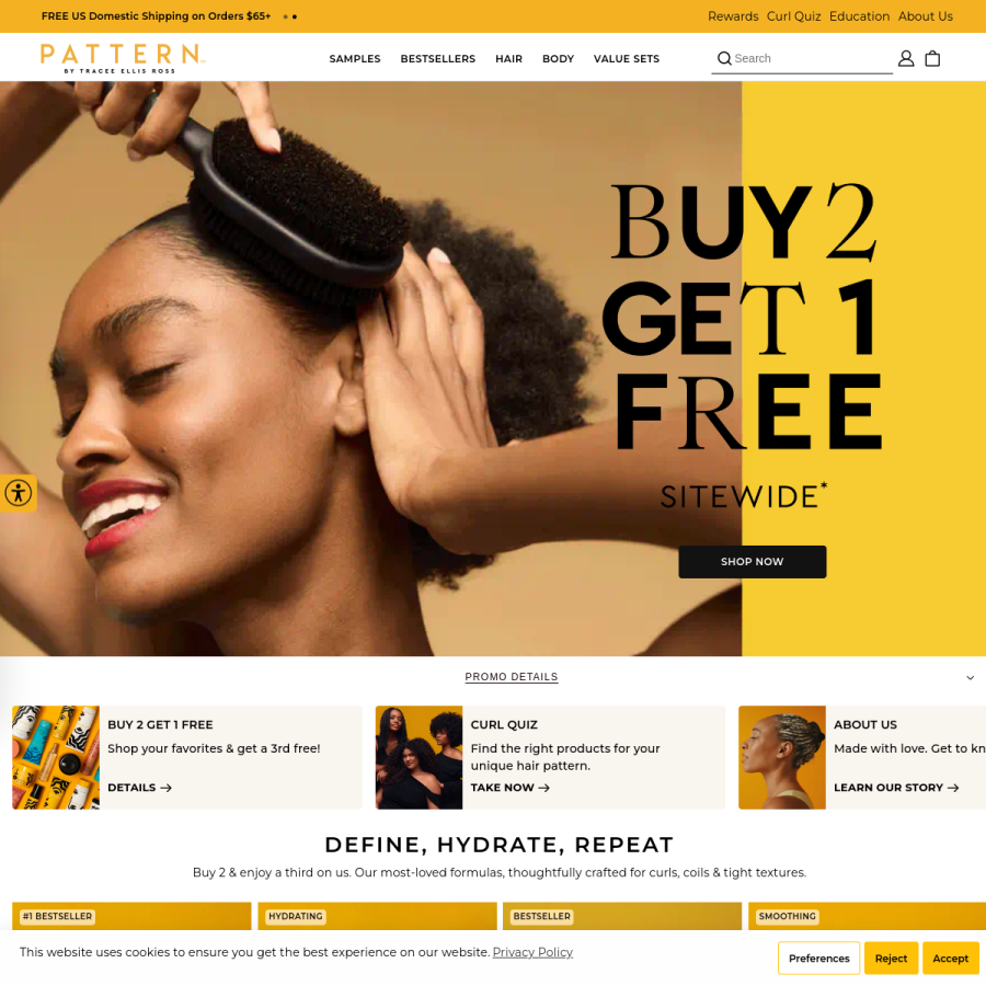 patternbeauty.com homepage screenshot