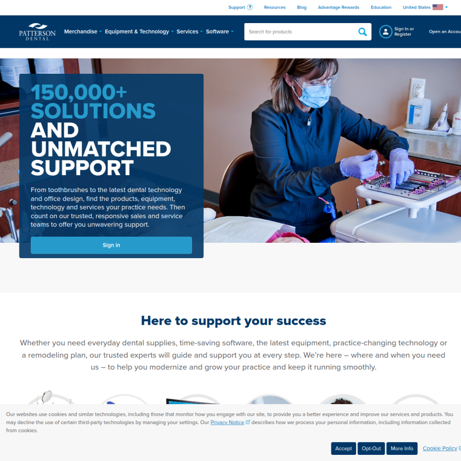pattersondental.com homepage screenshot