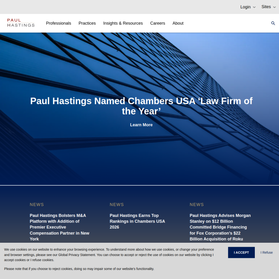 paulhastings.com homepage screenshot