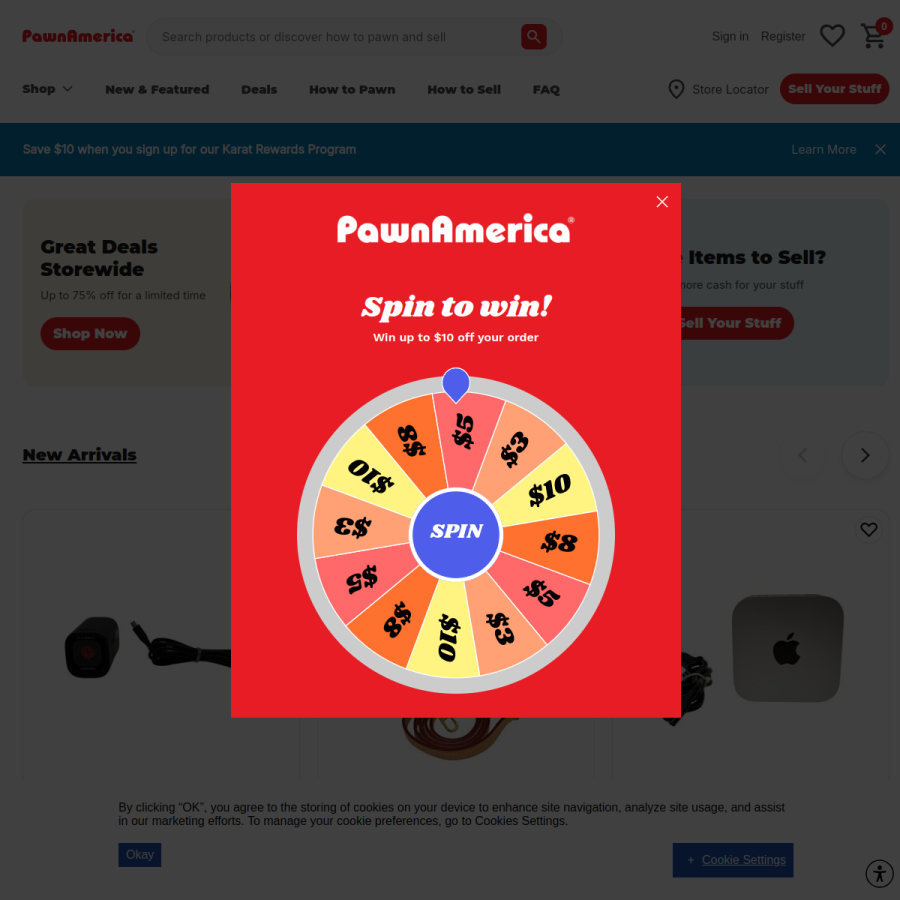pawnamerica.com homepage screenshot
