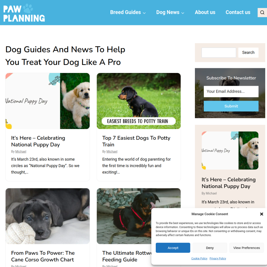 pawplanning.com homepage screenshot