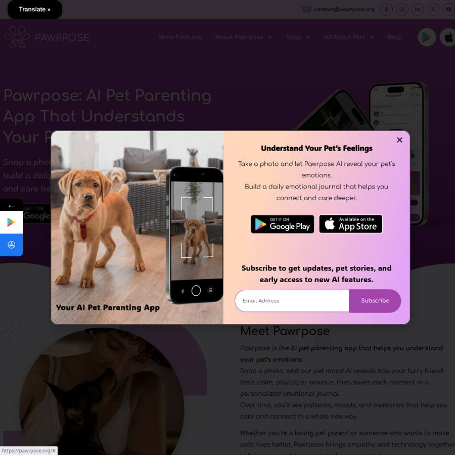 pawrpose.org homepage screenshot