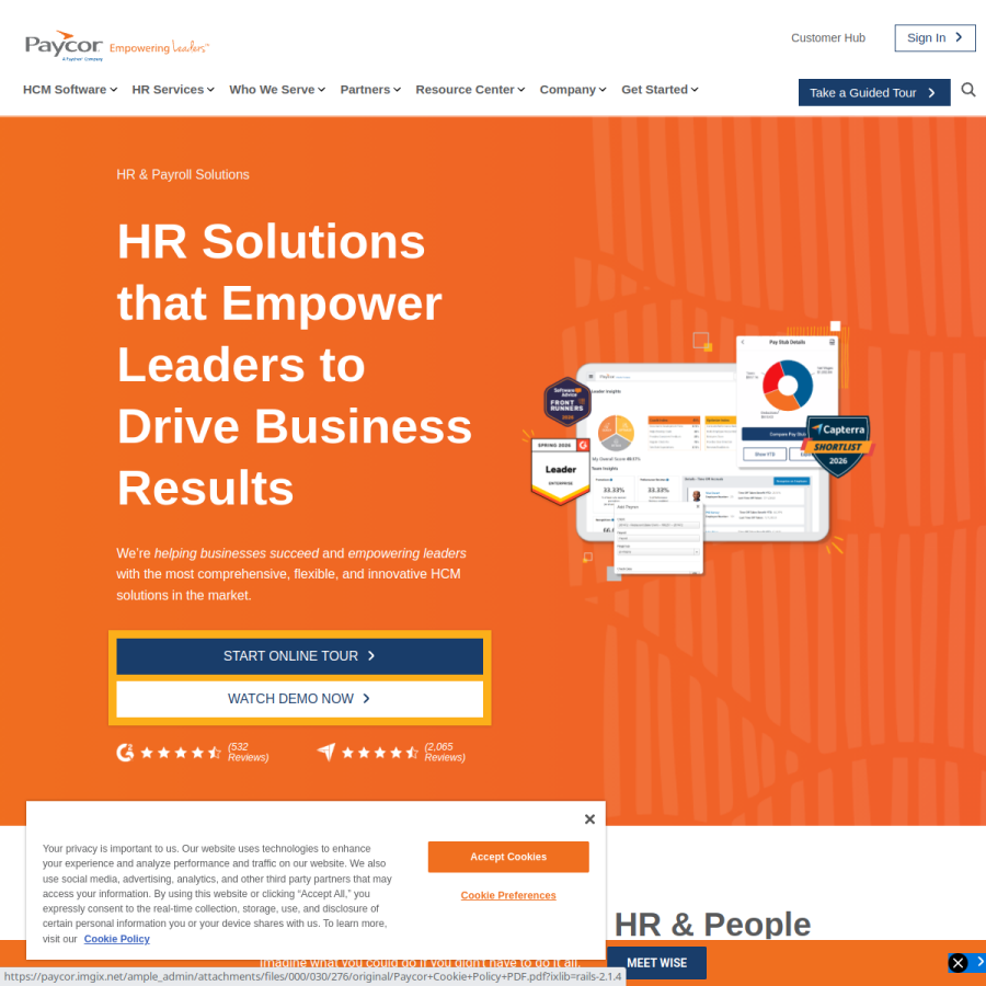 paycor.com homepage screenshot