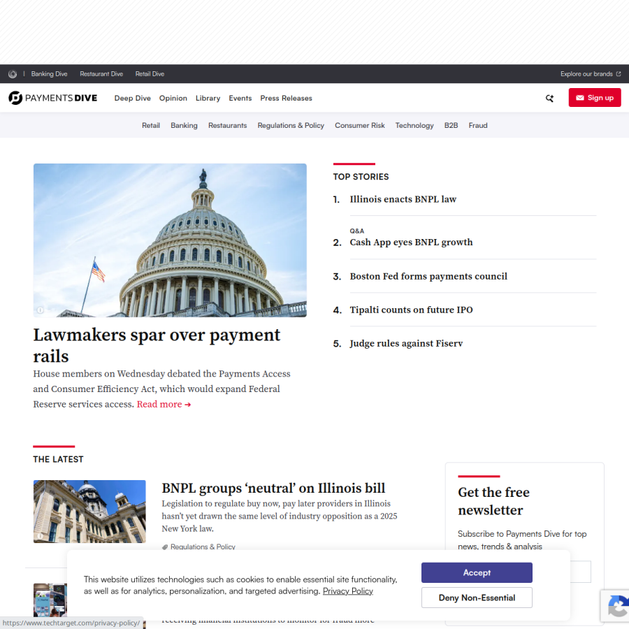 paymentsdive.com homepage screenshot