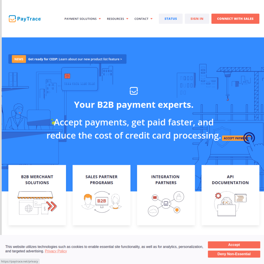 paytrace.com homepage screenshot