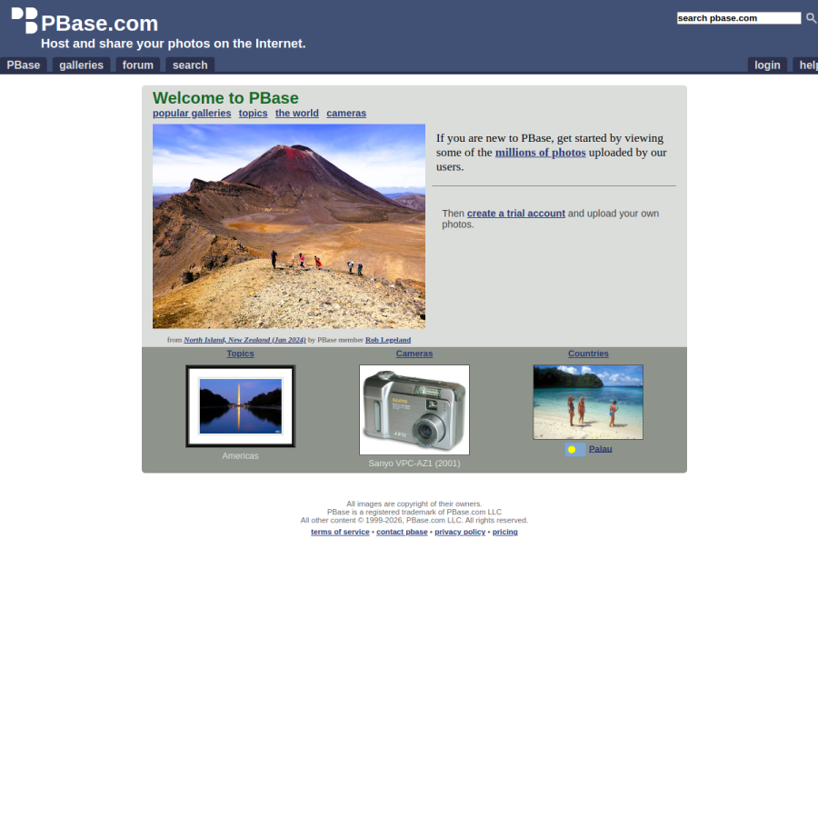 pbase.com homepage screenshot
