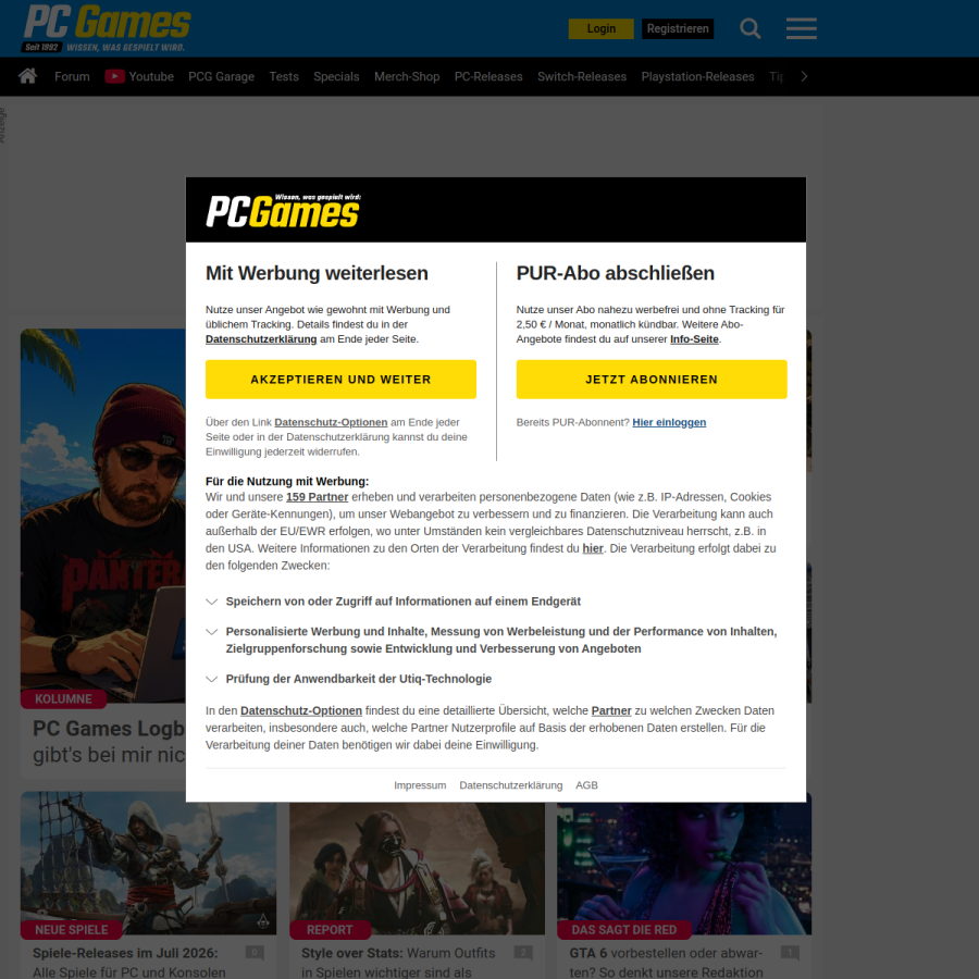 pcgames.de homepage screenshot