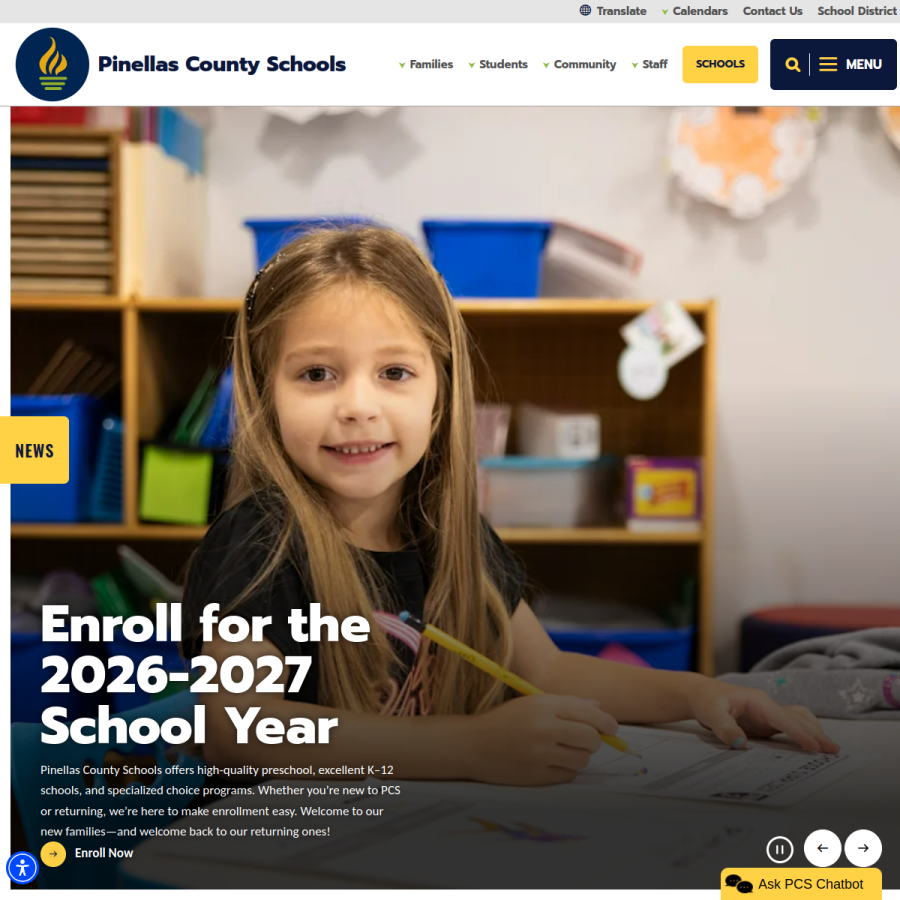 pcsb.org homepage screenshot