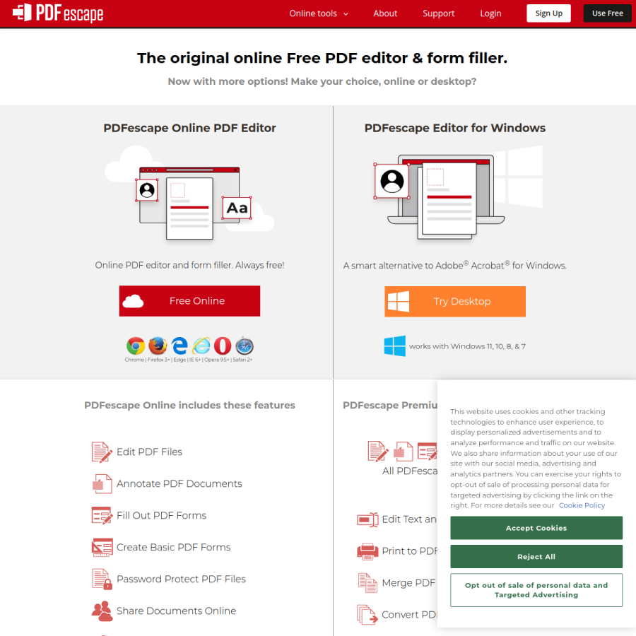 pdfescape.com homepage screenshot