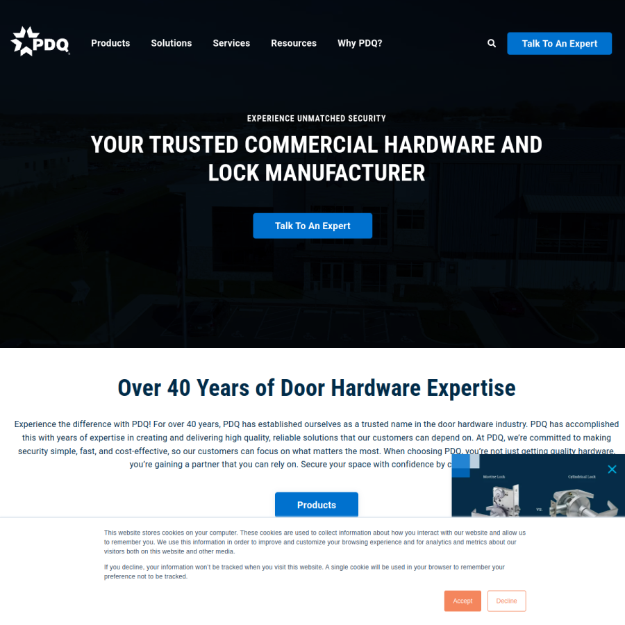 pdqlocks.com homepage screenshot