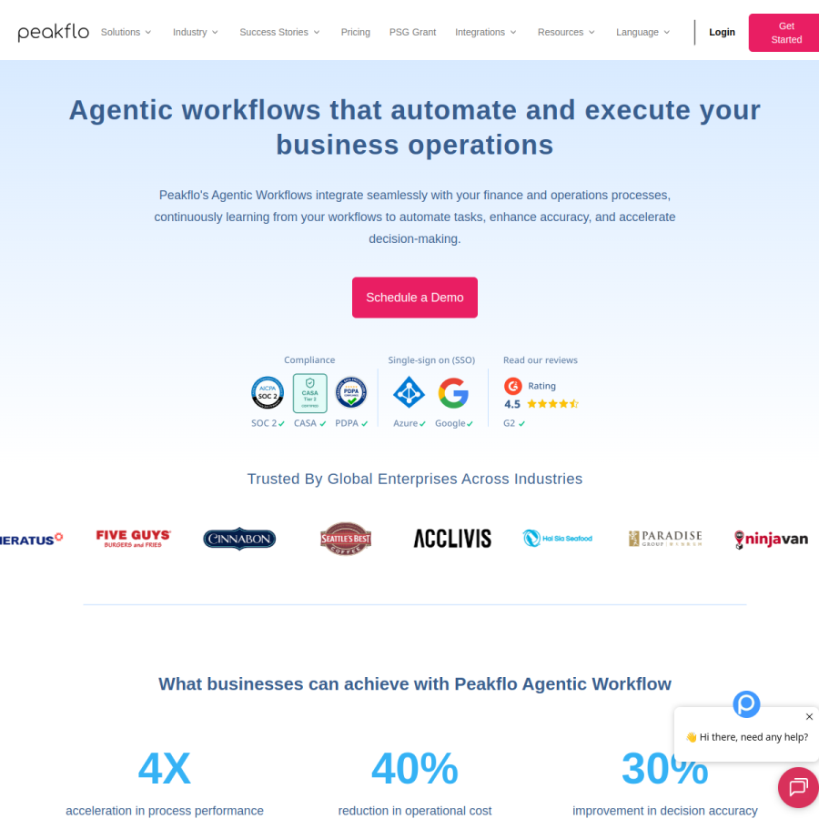 peakflo.co homepage screenshot