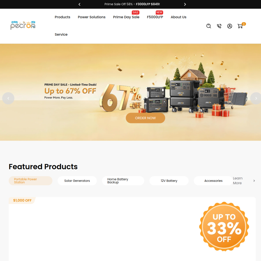 pecron.com homepage screenshot