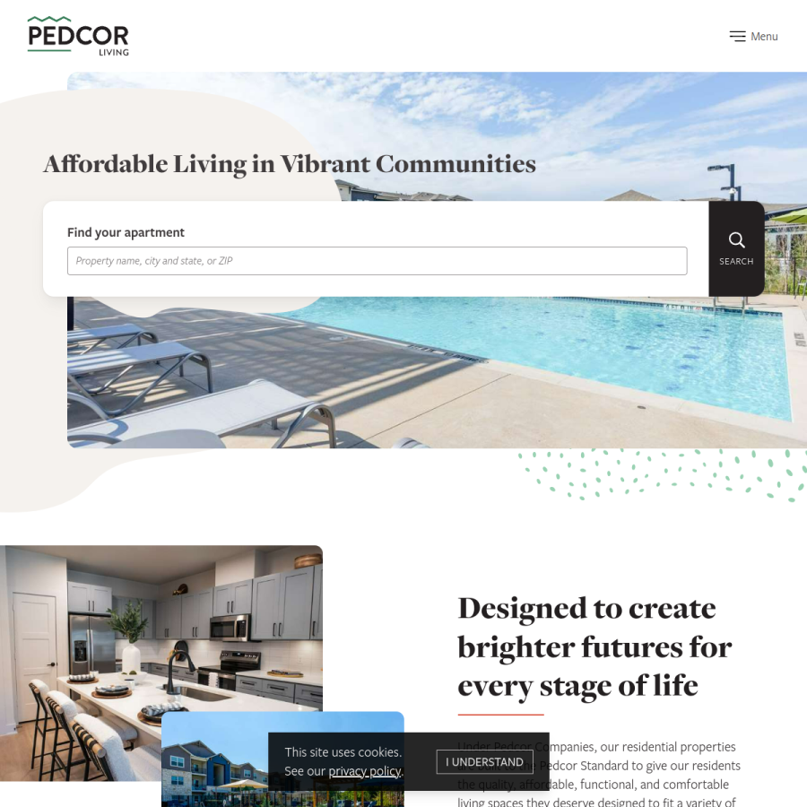 pedcorliving.com homepage screenshot