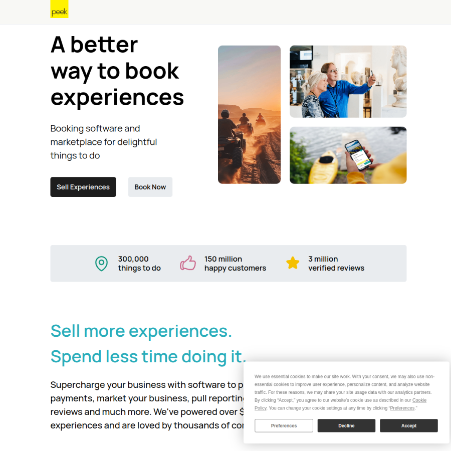 peek.com homepage screenshot