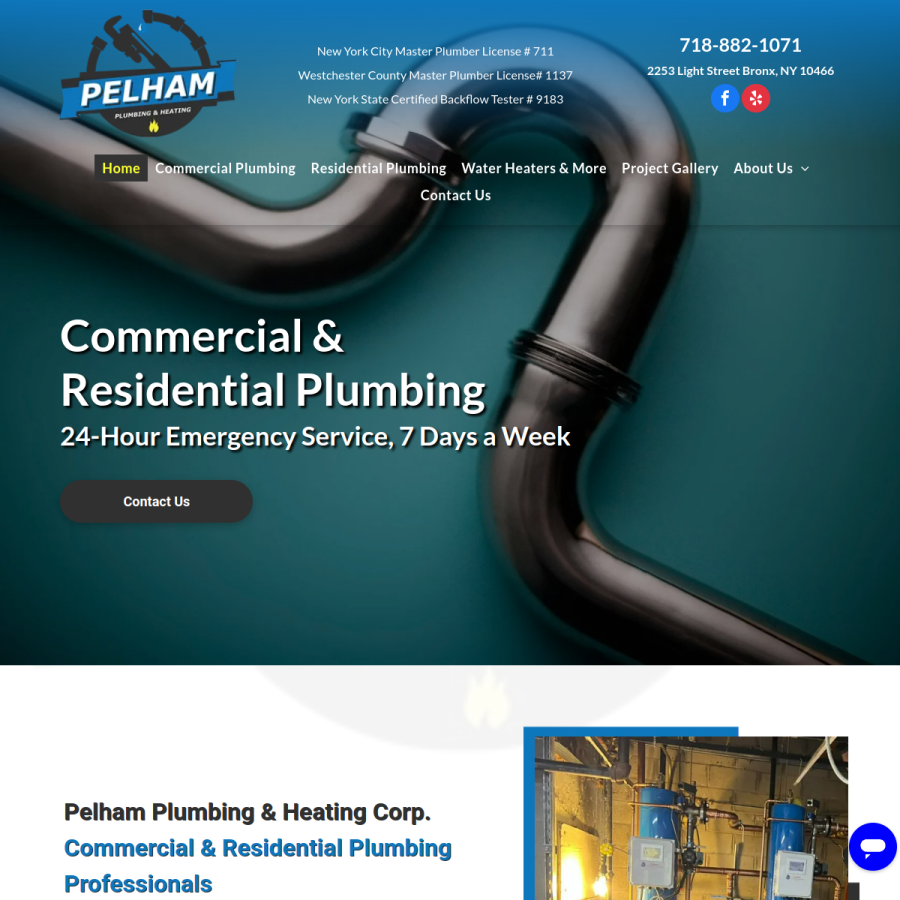 pelhamplumbing.com homepage screenshot