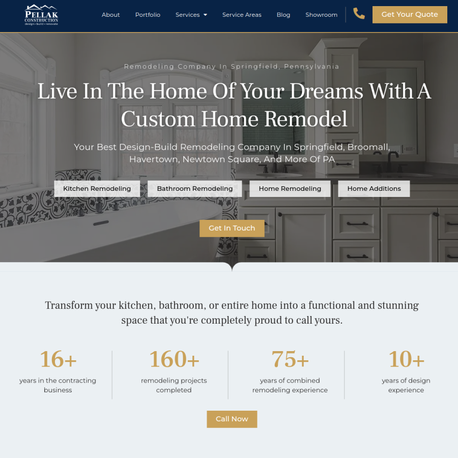 pellakconstruction.com homepage screenshot