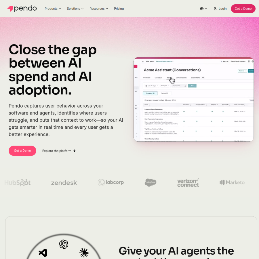 pendo.io homepage screenshot