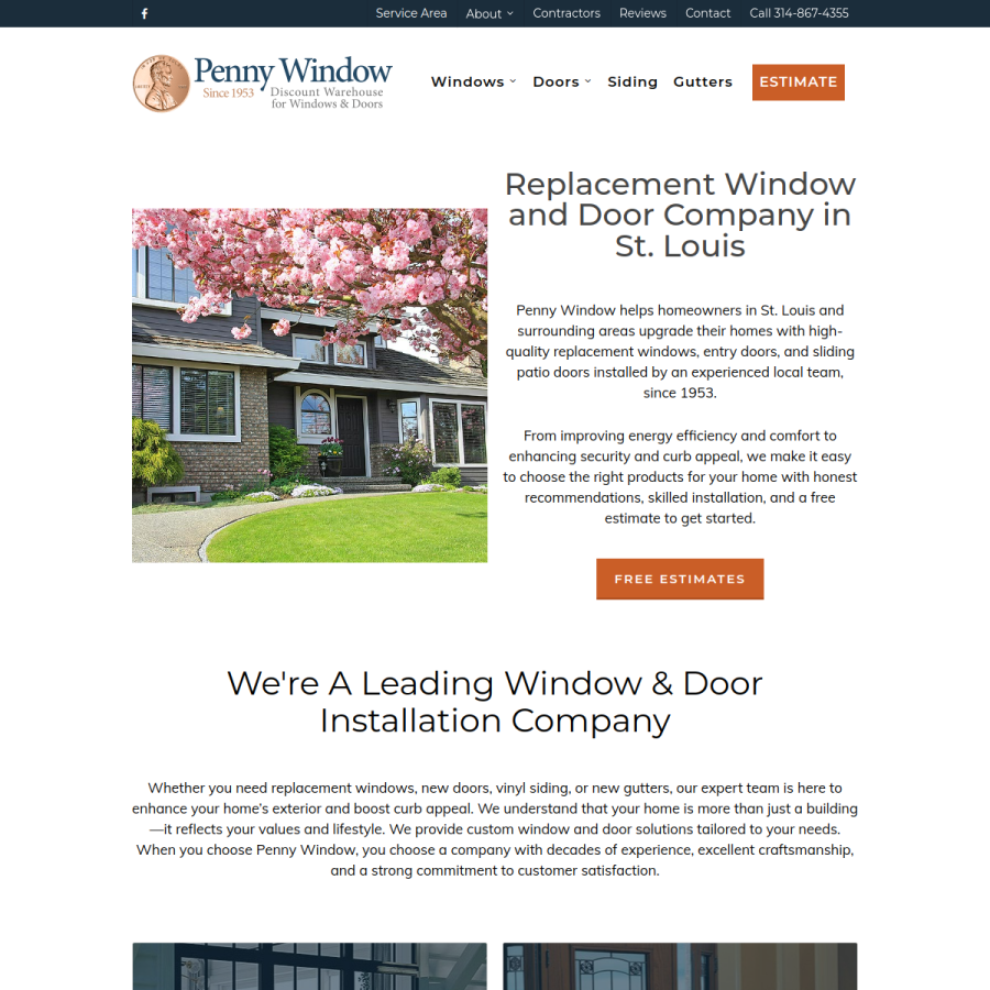 pennywindowstl.com homepage screenshot