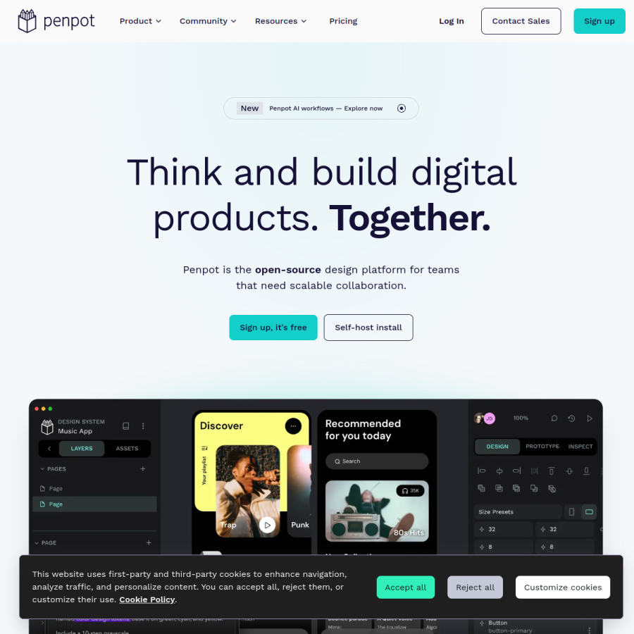 penpot.app homepage screenshot