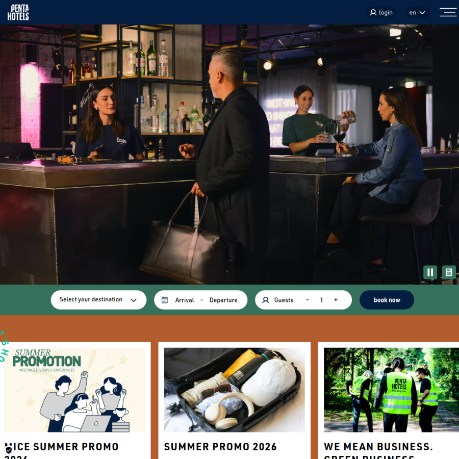 pentahotels.com homepage screenshot